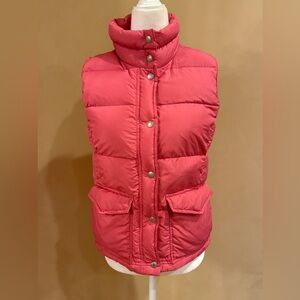 J. Crew pink puffer vest with full zip & snaps pockets orange inside size small